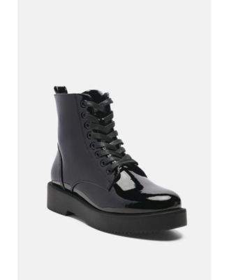 Womens rubble statement pu lace up ankle boots