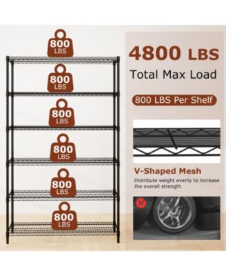 6 Tier Metal Storage Shelving Unit for Home Garage Use