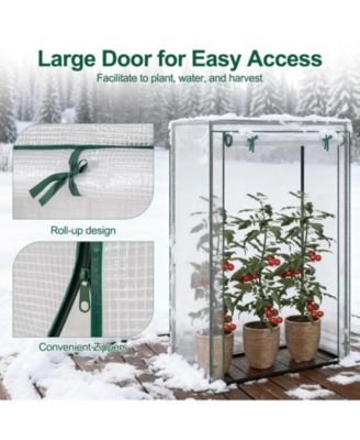 Portable Mini Greenhouse with Roll Up Zippered Door