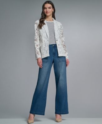 Women's Long-Sleeve Collared Laced Blazer