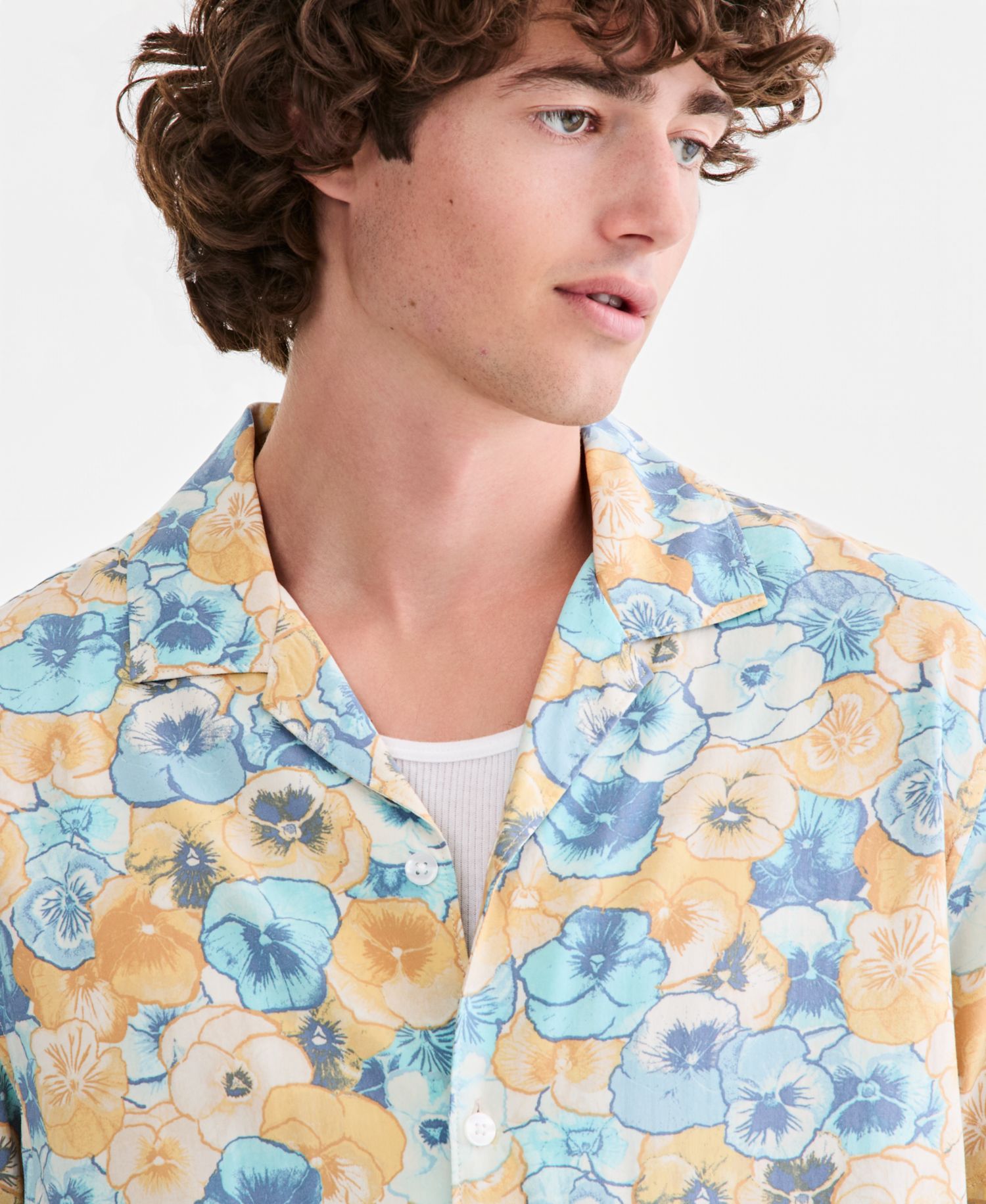 Men's Neymar Floral-Print Short-Sleeve Camp Shirt