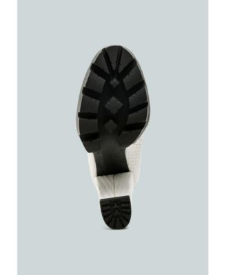 Womens Moleski Textured Block Heeled Boots