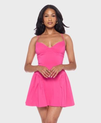 Juniors' Sweetheart Neck Criss-Cross Strap Dress