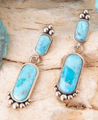 Plateau Blue Turquoise and Golden Earrings