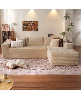 104" No Assembly Required Cloud Sectional Sofa, L-Shape Couch Chaise Lounge with Deep Seat and Wide Armrest for Living Room Bedroom