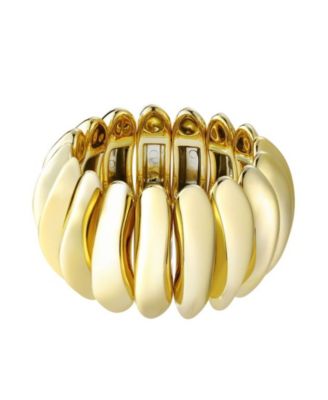 Gold Puffy Link Stretch Cuff Bracelet