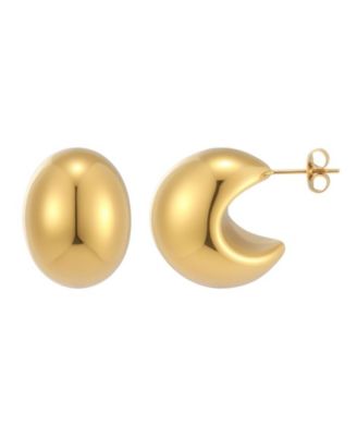 Tarnish Resistant Lightweight Gold Crescent Moon Statement Stud Earrings