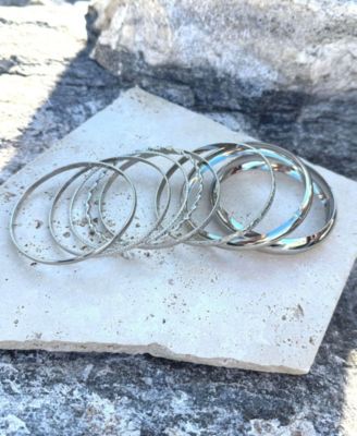 Silver Plated 8-Bangle Bracelet Set