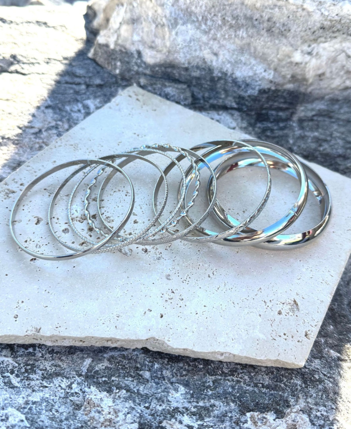 Adornia Silver Plated 8-Bangle Bracelet Set