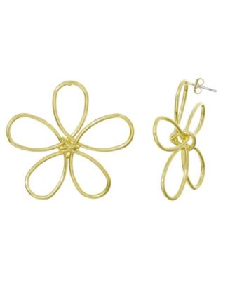 Gold Oversized Flower Outline Statement Earrings