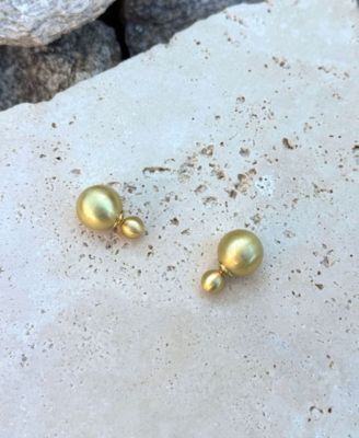Gold Matte Finish Double Ball Earrings
