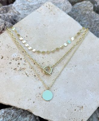 Gold 3-Layer Toggle and Confetti Necklace
