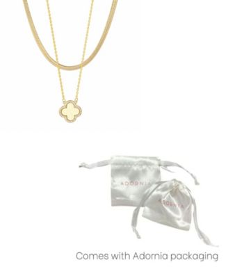 Gold 2-Piece Clover Pendant and Chain Necklace Set