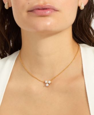 Freshwater Pearl Gold 2-Piece Clover Pendant Necklace Set