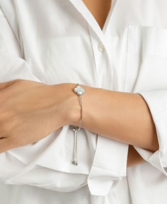 Silver 2-Piece Clover Cuff and Bolo Bracelet Set