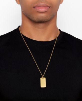 Men's Gold 2-Piece Dogtag Cuff Bracelet and Necklace Set