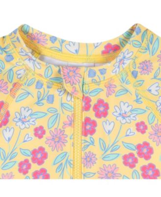 Toddler Girls Rashguard Suit, Floral, 5T
