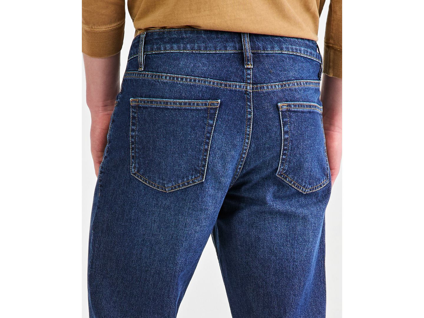 Мужские джинсы Sun + Stone Navy-Wash Straight-Fit, цвет: Тёмно-синий варёный — фото 5