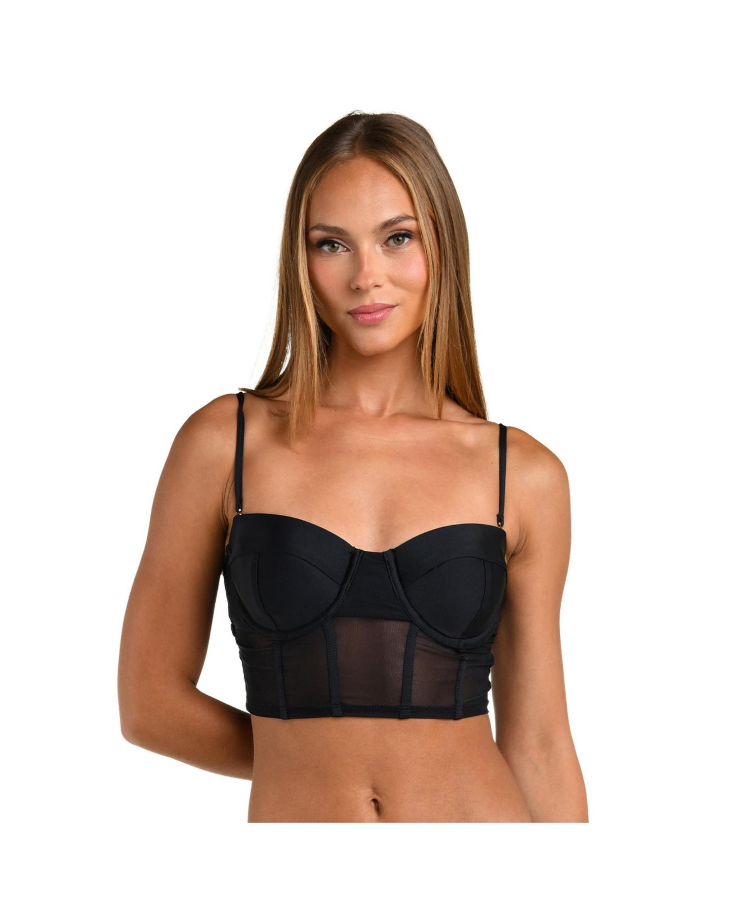 Women's MIDKINI W CORSET BINDING OVER MESH AND HOOK BACK