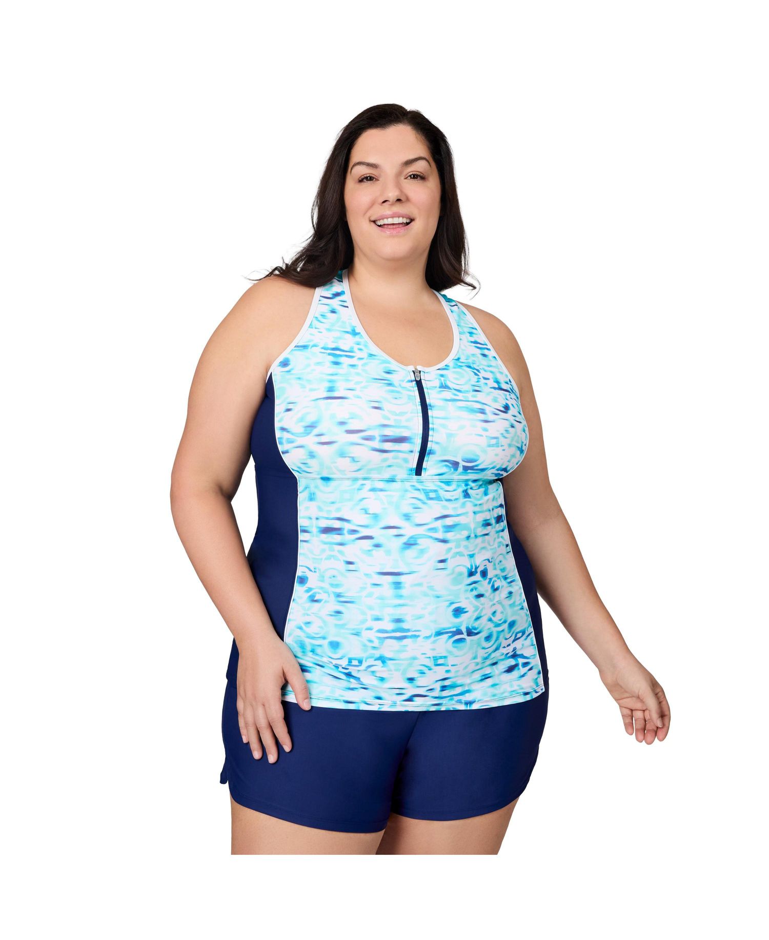 Plus Size Mesh Racerback Tankini Top