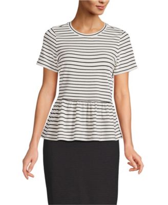 Women's Short Sleeve Lightweight Jersey Crew Neck Peplum Tee