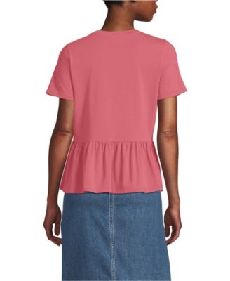 Women's Short Sleeve Lightweight Jersey Crew Neck Peplum Tee