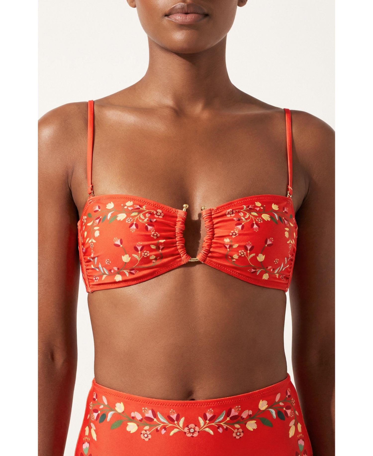 Women's Scarlet Bloom Reversible Square Bandeau Top