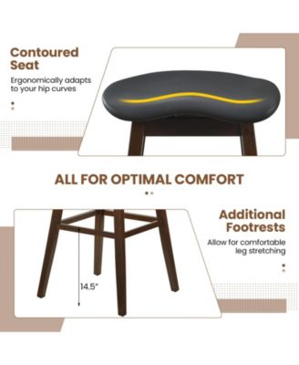 Set of 2 Swivel Bar Stools 31'' Bar Chairs w/ Padded Contoured Seat and Footrest