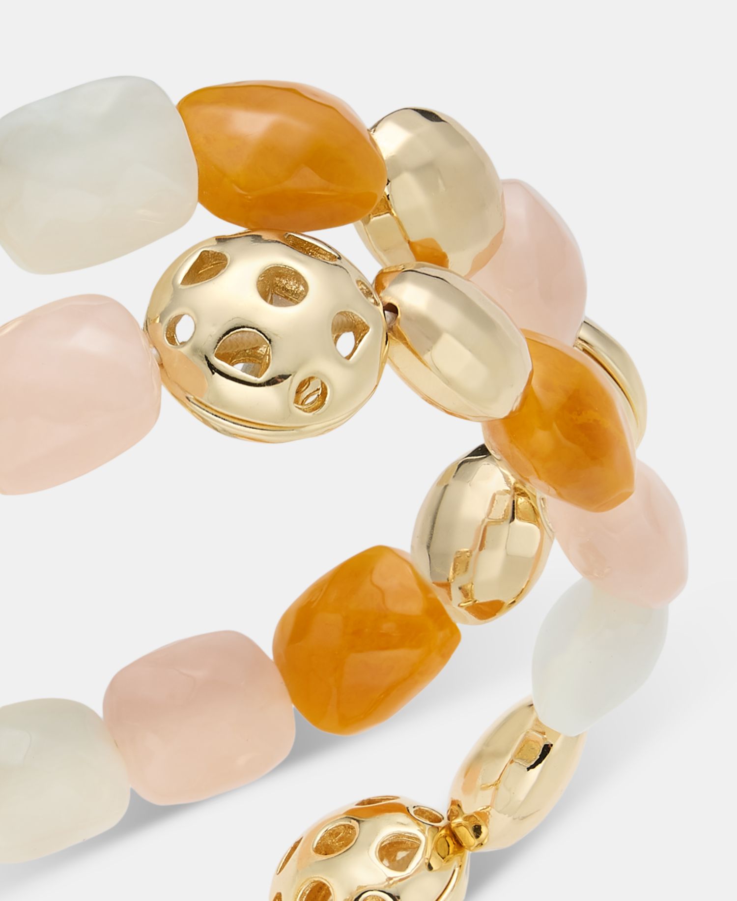 Silver-Tone Two-Row Beaded Stretch Bracelet