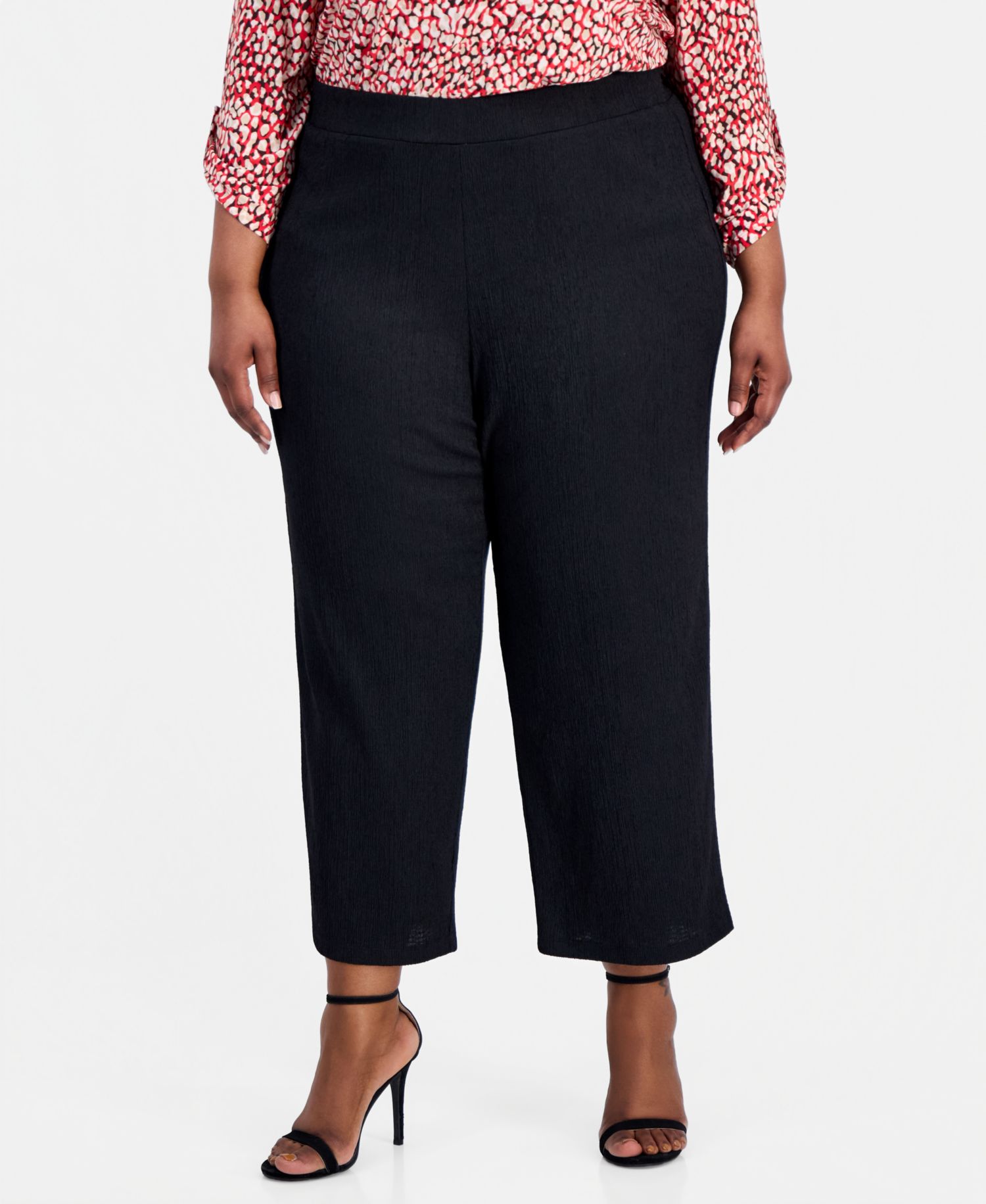 Plus Size Mid-Rise Wide-Leg Pull-On Pants