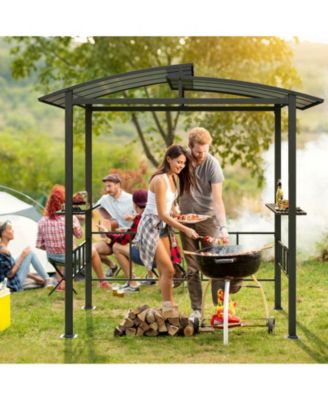 Hardtop Grill Gazebo with Vented Polycarbonate Roof and Shelves