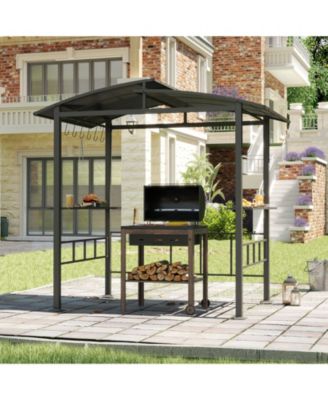 Hardtop Grill Gazebo with Vented Polycarbonate Roof and Shelves