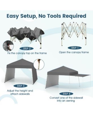 14 x 9.2 ft Pop Up Canopy Tent with Convertible Awning Sidewalls