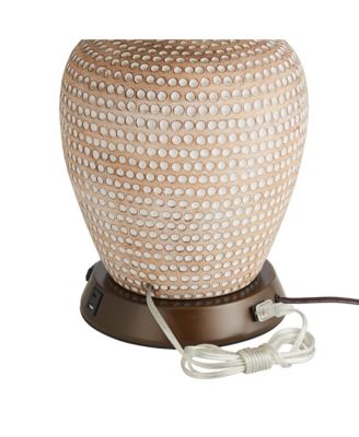 Modern Workstation Table Lamp Base with USB and AC Power Outlet Universal Charging Bronze Touch On Off Living Room