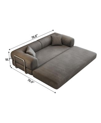 Stylish Corduroy Sleeper Sofa Bed, 78.8" 2-Seater Convertible Loveseat, Boneless Modular Sectional with Pillow Back Support for Living Room
