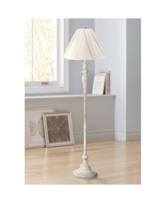 Vintage Chic Floor Lamp Tall Antique Washed Pleated Drape Fabric Shade for Living Room Reading Bedroom Office