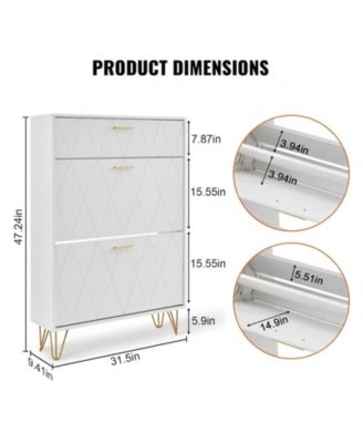 Shoe Cabinet with 3 Flip Drawers, Entryway Shoe Storage Organizer for Living Room