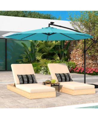 10 ft Solar LED Offset Umbrella with Lights and Cross Base