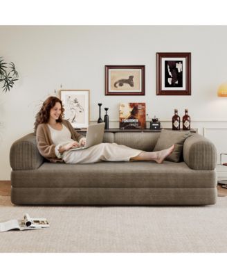 78.8" Corduroy Convertible Sofa Bed, 2-Seater Loveseat Sleeper with Pillow Back, Boneless Modular Sectional for Living Room