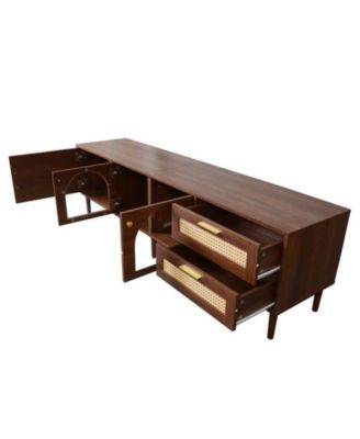 70 inch TV Stand for TVs up to 80" with App Controlled LED Lights, 2 Drawers & Glass Door Storage, Modern Media Console for Living Room