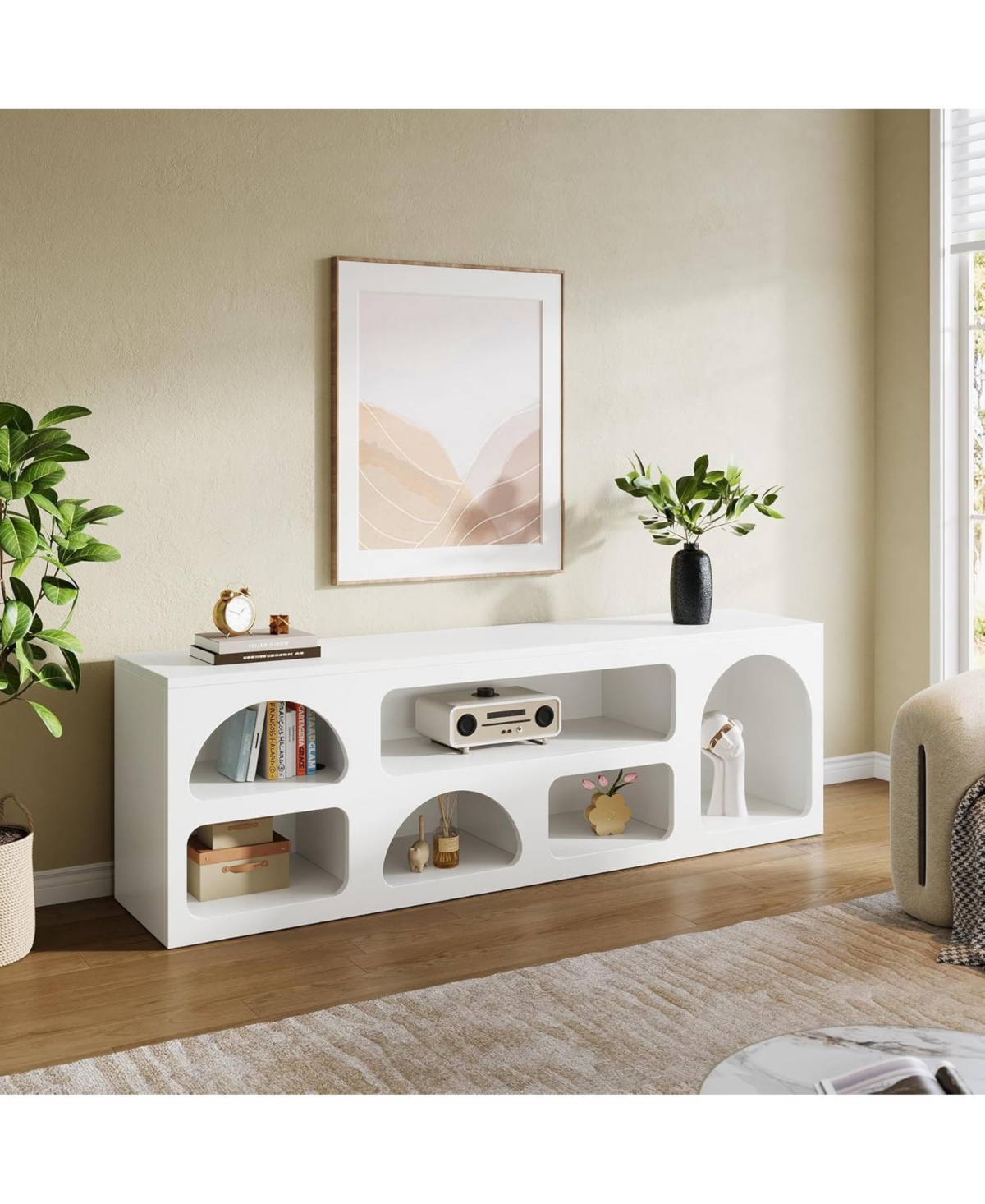 Tribesigns 63" Tv Stand for 60/65/70-Inch Tv, Modern Entertainment Center with 6 Open Storage Shelves