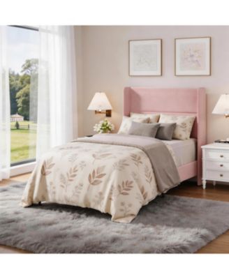 Upholstered Platform Bed Frame with Soft Headboard - Reinforced Wooden Slats, No Box Spring Needed