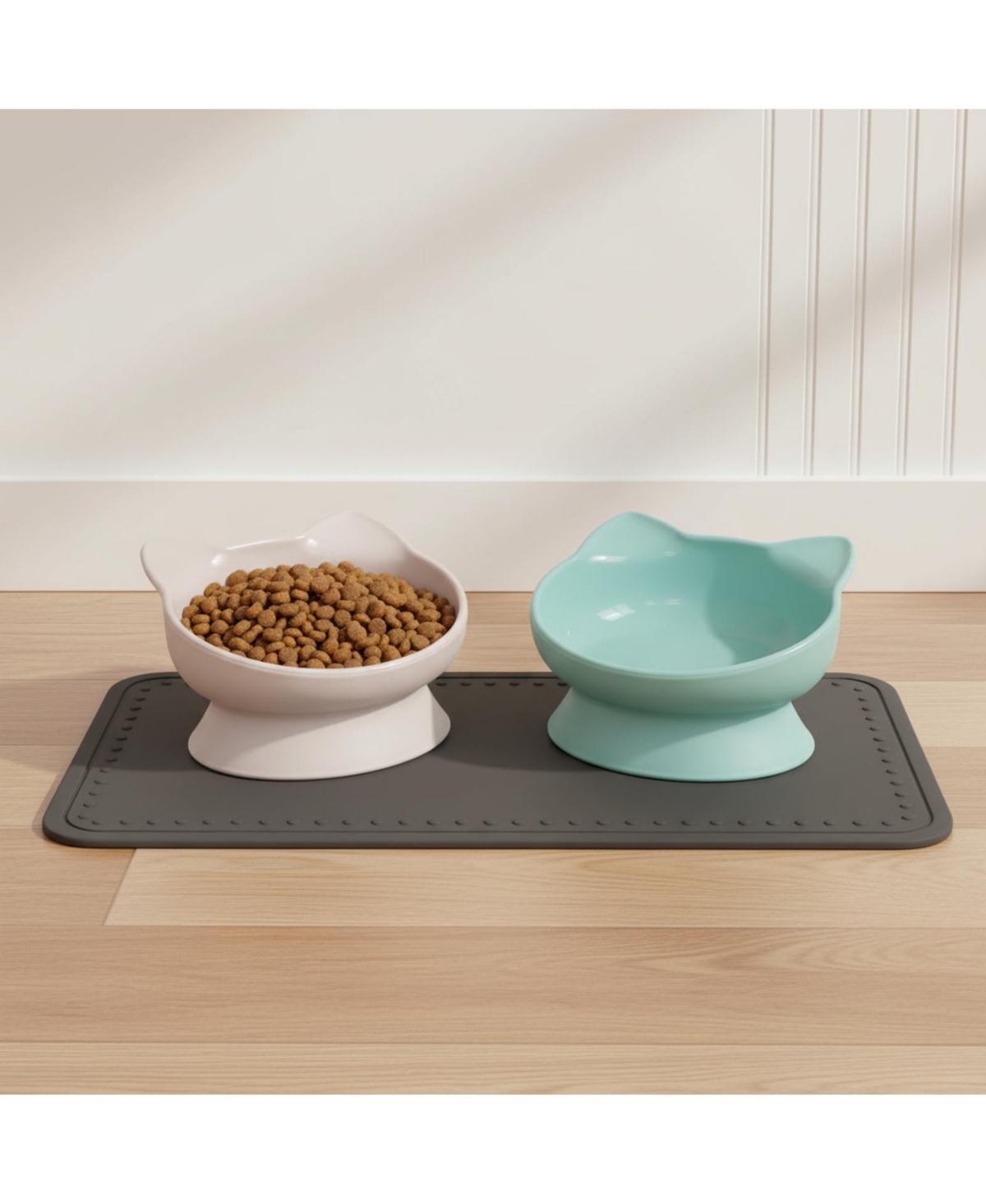 Aronkl Elevated Cat Food Water Bowls Set of 2 Whisker Friendly Raised Pedestal Dishwasher Safe 6.5 Oz