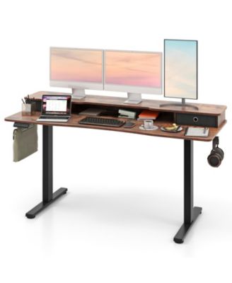 Height Adjustable Electric Standing Desk with 2 Drawers