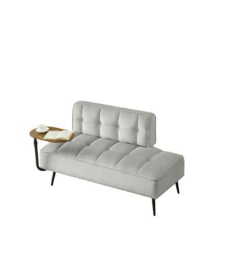 Loveseat Sofa - 54" Velvet Upholstered 2-Seater Couch with Rotating Side Table and Memory Foam for Living Room, Bedroom