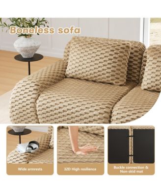  Modern Modular Sectional Sofa, Flannelette Fabric Couch, Oversized 2-Seater Couch with Deep Seat and Anti-slip Design for Living Room