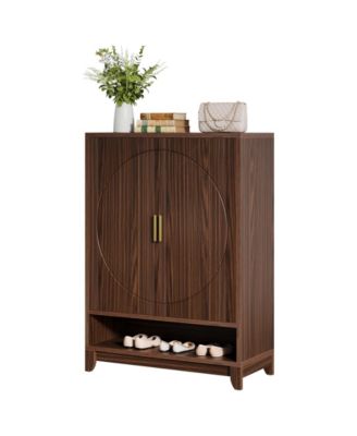 6-Tier Wooden Shoe Cabinet with Doors, Freestanding Shoe Storage Organizer with Adjustable Shelves, Holds Up to 24 Pairs