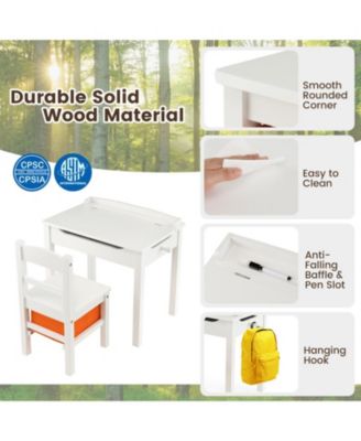 Flip-Top Kids Activity Table and Chair Set with Hidden Storage