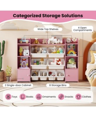 56 in Large Kids Toy Storage Organizer with Bins and Bookshelf