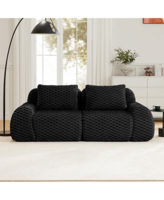 Contemporary 82" Modular Sofa, Flannelette Upholstered 2-Seater Couch with Deep Seat and Anti-Slip Design for Living Room